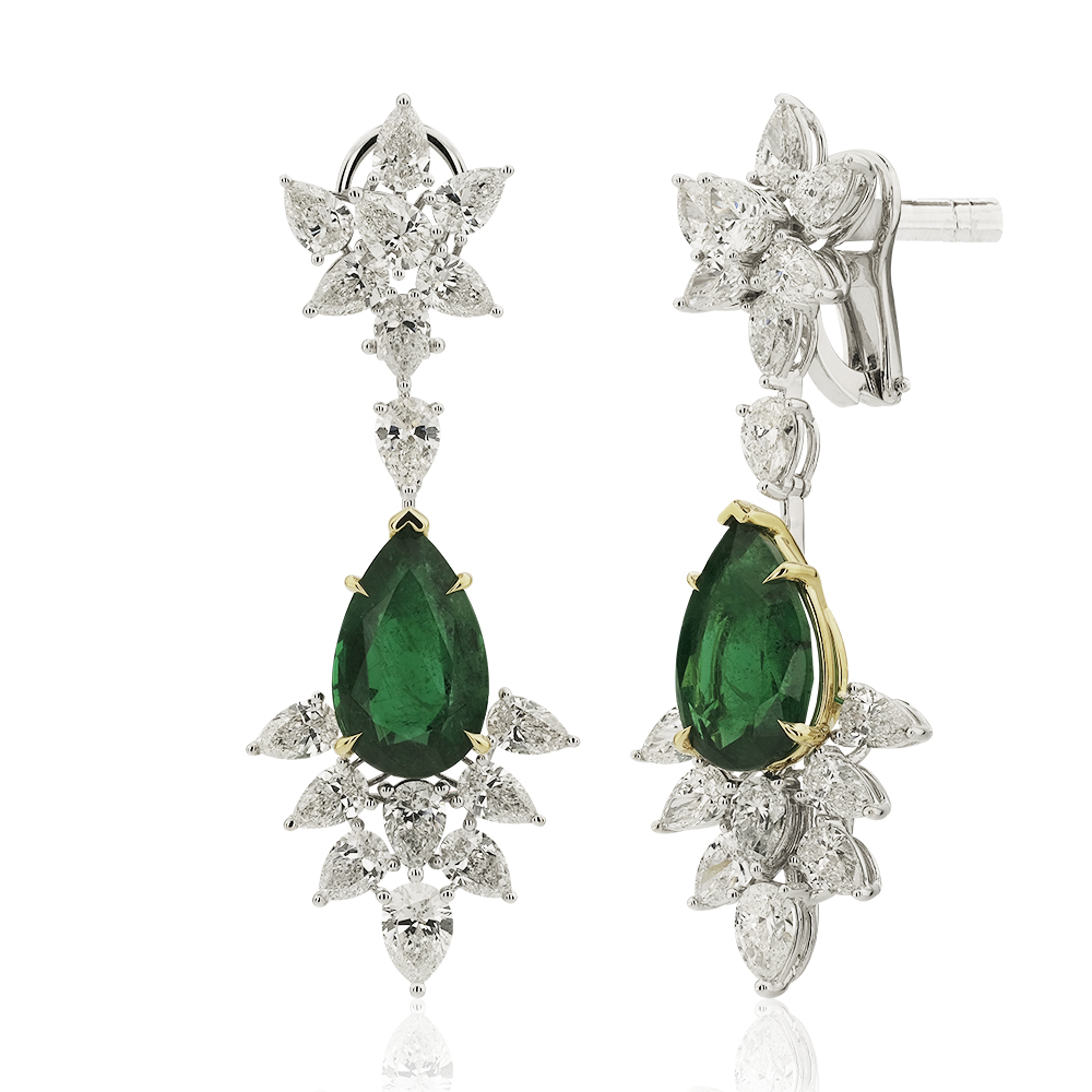 21,36 Ct. Diamond Emerald Earring